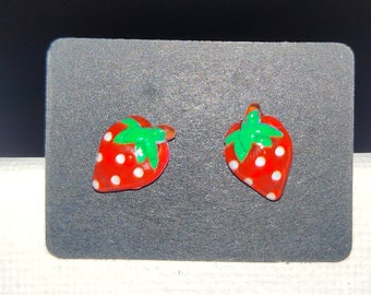 Tiny Strawberry Stud Earrings