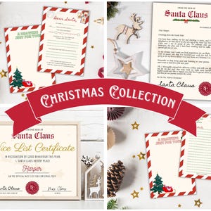 Paquete de cartas editables de Papá Noel / Carta de Papá Noel / Certificado de lista de buenos / North Pole Express / Plantilla navideña A4 de Canva / Plantilla navideña