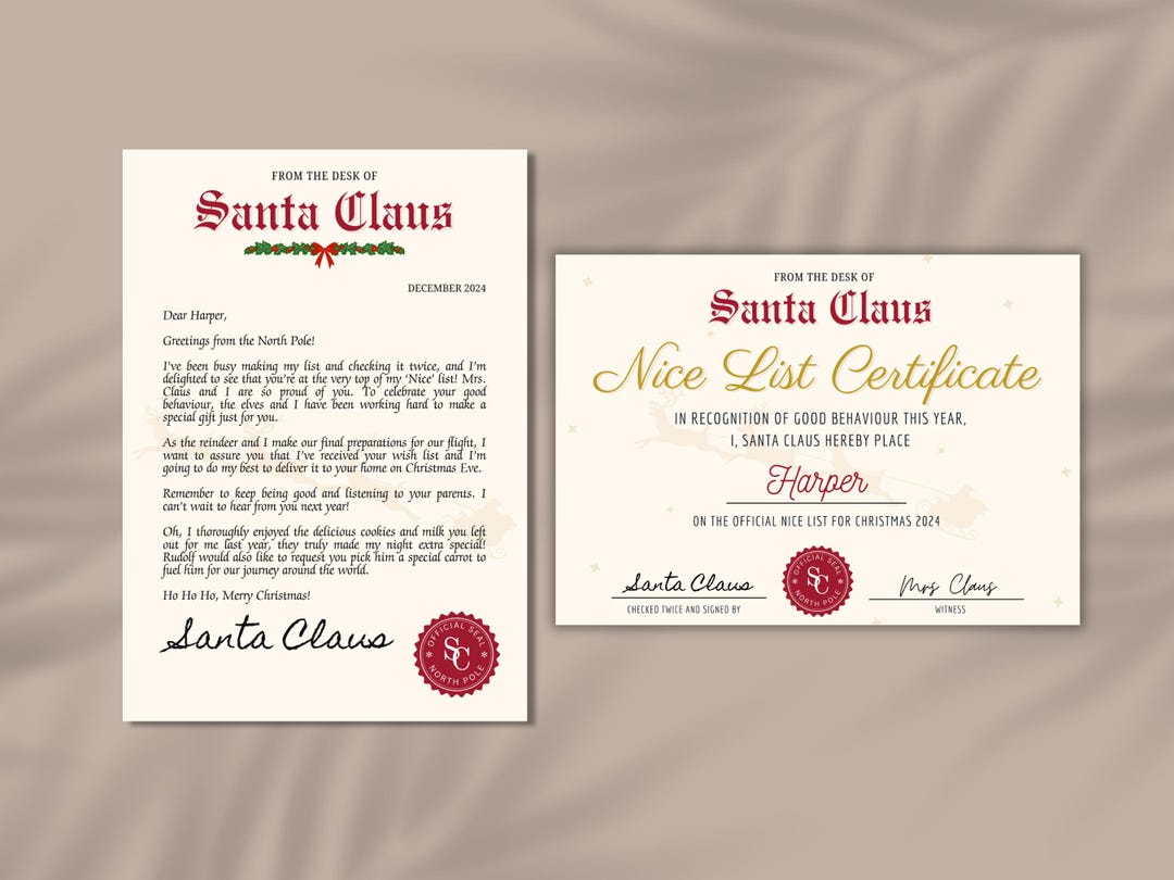 Editable Santa Letter & Certificate | Letter From Santa | Nice List ...