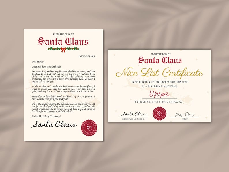 Editable Santa Letter & Certificate | Letter From Santa | Nice List ...