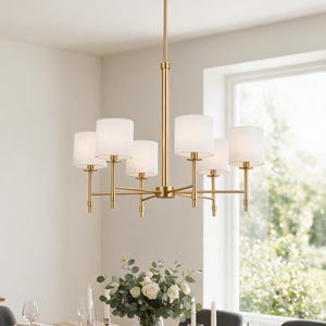 Lustre linear de latão feito à mão com 6 cúpulas – Luminária de teto moderna | Pendente minimalista preto de meados do século para sala de estar