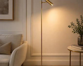 Modern Polished Brass Floor Lamp, Adjustable Reading Lamp, Luxury Minimalist Standing Light, Living Room Bedroom LED Floor Light