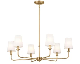 Lámpara de araña moderna de latón de 6 luces | Lámpara de techo de estilo mediados de siglo, iluminación para comedor