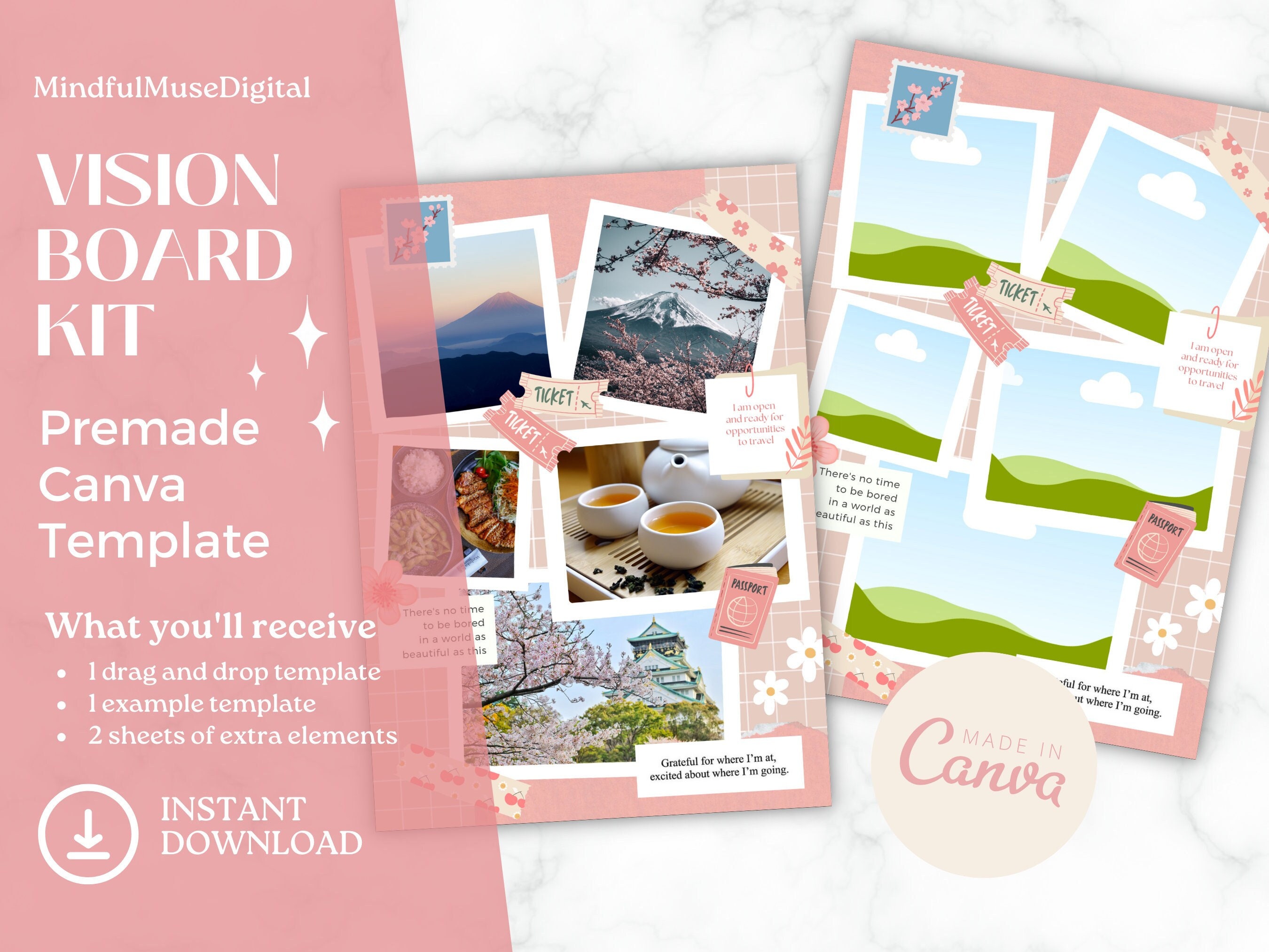 Customizable Vision Board Kit | Canva Template | Law of Attraction ...