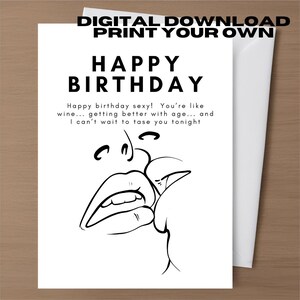 Cartes de voeux d'anniversaire grossier Carte sale drôle en téléchargement numérique Imprimable garçon ami femme mari Carte d'anniversaire inappropriée Humour brut
