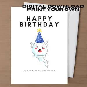 Cartes de voeux d'anniversaire grossier Carte sale drôle en téléchargement numérique Imprimable garçon ami mari Carte d'anniversaire inappropriée Humour brut