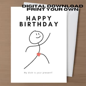Cartes de voeux d'anniversaire grossier Carte sale drôle en téléchargement numérique Imprimable garçon ami mari Carte d'anniversaire inappropriée Humour brut