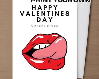 Rude Valentines Day Cards Digital Download Printable Funny Dirty Card for Husband Boyfriend Inappropriate Valentine Gift Humour Crude