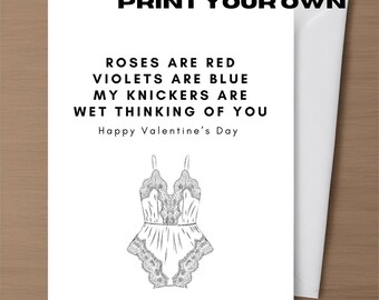 Onbeleefde Valentijnsdagkaarten Digitale download Afdrukbare grappige vuile kaart voor echtgenoot ongepaste kaarten Valentijnscadeau Humor Ruw