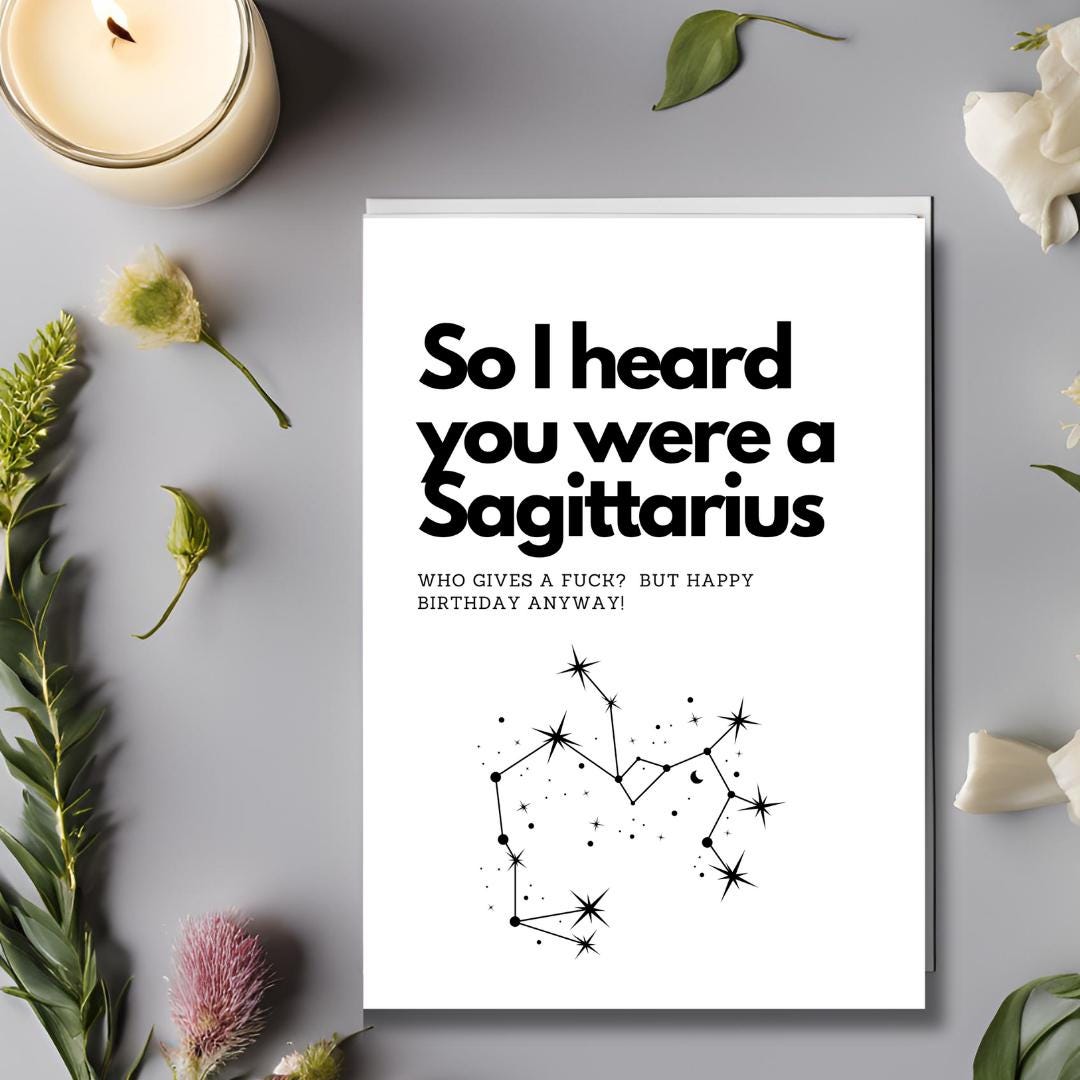 Rude Sagittarius Birthday Greeting Cards Funny Dirty Card for ...