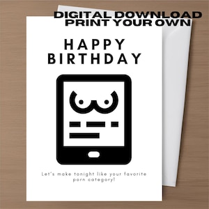 Cartes de voeux d'anniversaire grossier Carte sale drôle en téléchargement numérique Imprimable garçon ami mari Carte d'anniversaire inappropriée Humour brut