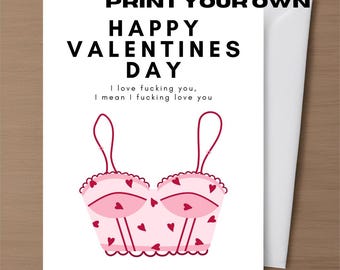 Onbeleefde Valentijnsdagkaarten Digitale download Afdrukbare grappige vuile kaart voor echtgenoot Vriendje Ongepast valentijnscadeau Humor Ruw
