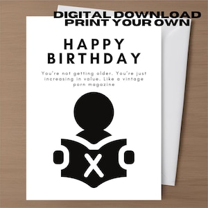 Cartes de voeux d'anniversaire grossier Carte sale drôle en téléchargement numérique Imprimable garçon ami mari Carte d'anniversaire inappropriée Humour brut