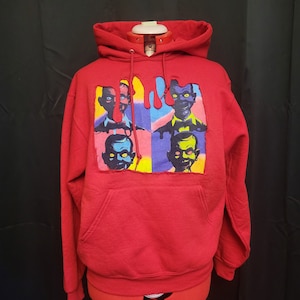 Goosebumps, repurposed hoodie, redesigned hoodie, upcycled hoodie, red hoodie