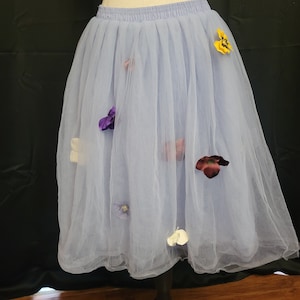 Repurposed skirt, women&#39;s skirt, upcycled, redesigned skirt, fairy, fairy core, flowers, tulle skirt, hippie skirt, tutu