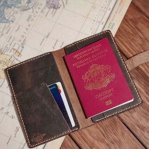 Leather passport holder, travel wallet, Passport Case
