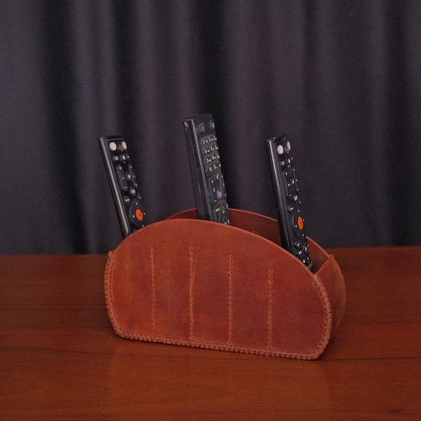 Handmade Leather Remote Caddy