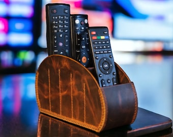 Handmade Leather Remote Caddy