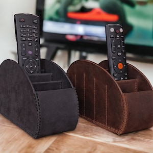 Handmade Leather Remote Caddy, Remote control holder, Remote control holder for bed, Tv remote control holder,