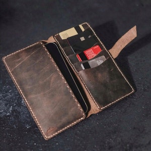 Cartera Larga de Piel con Compartimento para Móvil