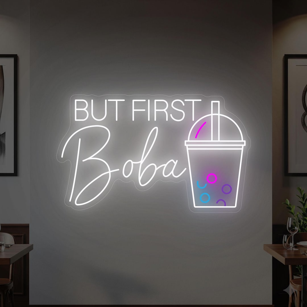 But First Boba LED Neon Sign | Bubble Tea Café Wall Decor & Instagram ...