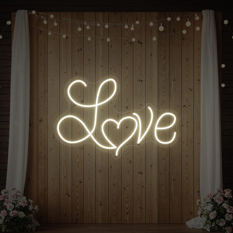 Love Heart Script Neon Sign | Wedding Decor - Etsy