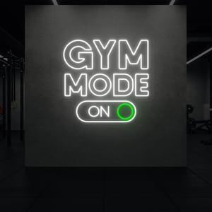 Gym Mode On Neon Sign – Motivational LED Gym Light – Fitness Wall Sign – Workout Room Decor – Custom Neon Sign for Home or Studio
