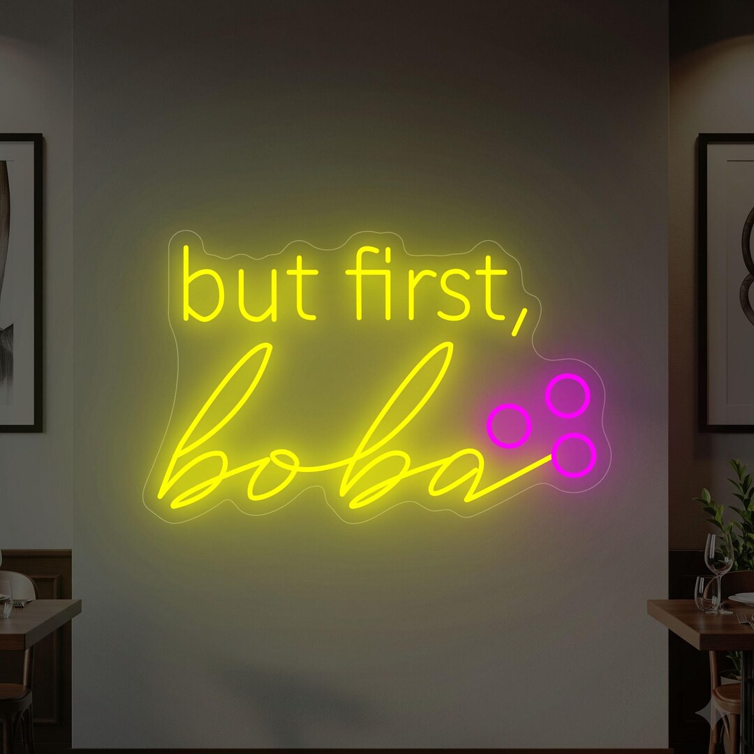 But First Boba LED Neon Sign | Bubble Tea Café & Milk Tea Shop Wall ...