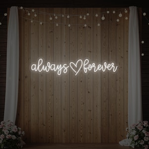 Always Heart Forever Neon Sign for Wedding Decor | Custom LED Light for Engagement Party, Bridal Shower, or Romantic Reception Backdrop