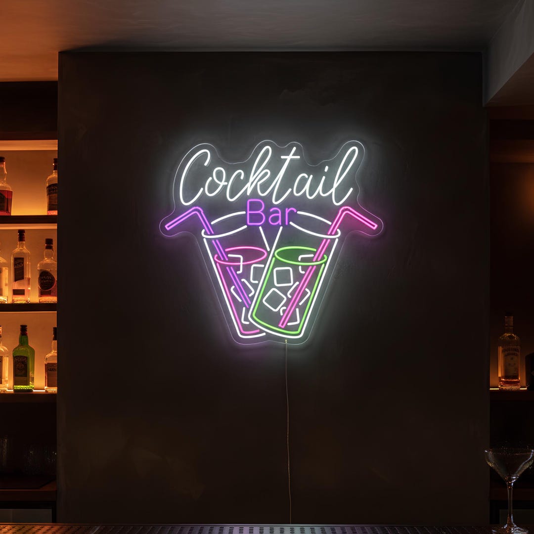 Cocktail Bar LED Neon Sign – Bar & Nightclub Wall Decor – Lounge Drink ...