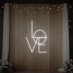 Love Neon Sign Stacked Vertical Design | Custom LED Wedding Decor for Engagement Party, Romantic Backdrop, or Bridal Shower
