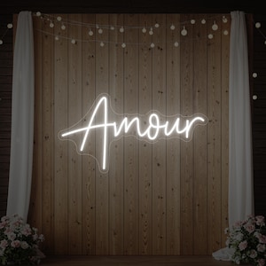 Amour Neon Sign for Wedding Decor | Custom LED Love Sign for Engagement Party, Bridal Shower, or Romantic Reception Backdrop