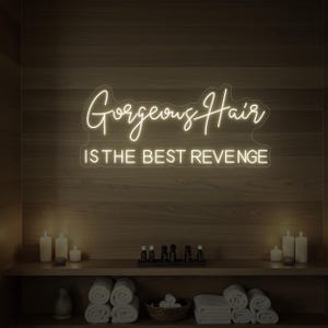 Gorgeous Hair is the Best Revenge LED Neon Sign for Beauty Salon Decor | Hairdresser Wall Art | Hair Stylist Inspirational Light Sign