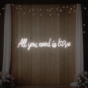 All Youhave is love Leuchtreklame mit Herz-Design | Kundenspezifische LED Hochzeits-Licht für Verlobungsfeier, Brautparty oder romantischen Empfang Dekor