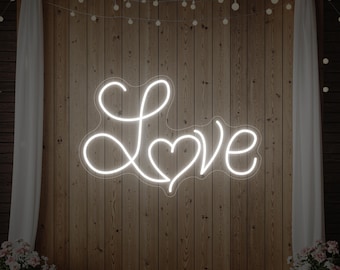 Love Heart Script Leuchtreklame | Hochzeitsdekor