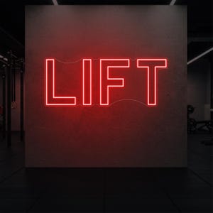 LIFT Neon Sign for Gym – LED Fitness Wall Light – Motivational Workout Decor – Home Gym Neon Art – Custom Strength Training Sign