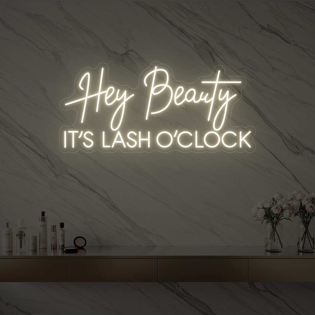Lash Studio Neon Sign, 'hey Beauty It's Lash O'clock' LED Wall Decor - Etsy