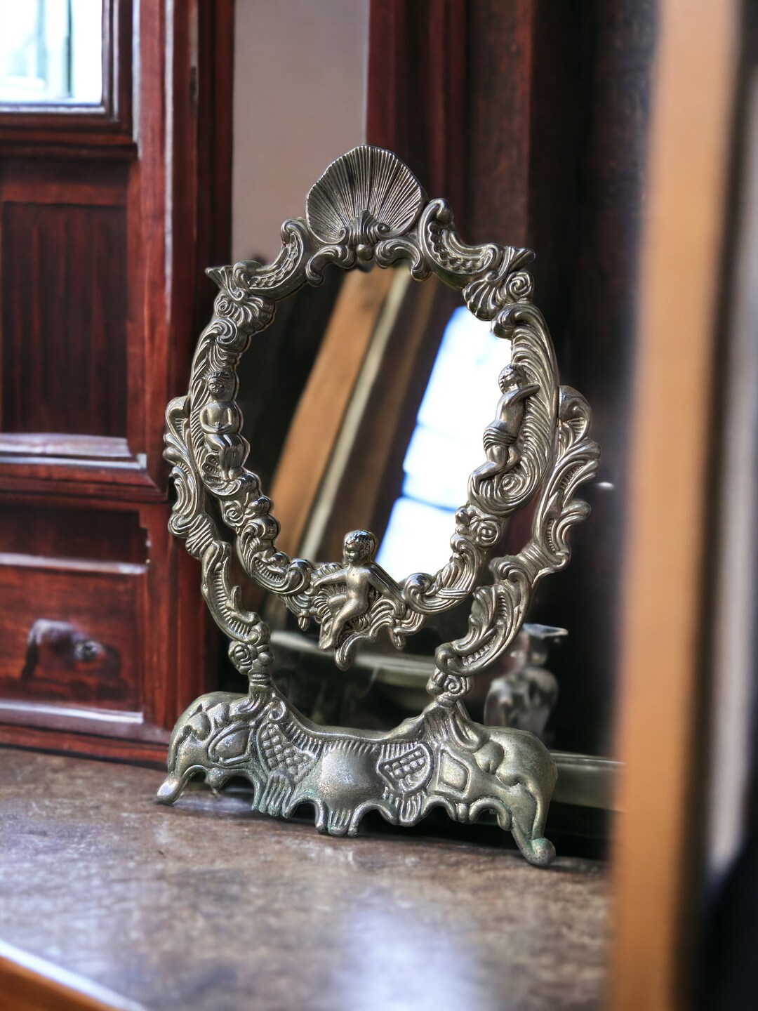 Midcentury Metal Vanity Mirror Etsy