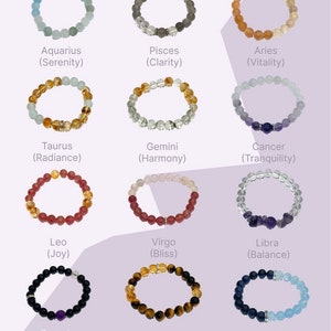 8MM Horae Zodiac Signs Crystal Series Bracelet | Astrological Energy Bracelet | Capricorn- Aquamarine| Birthday Gift | Boost for Luck