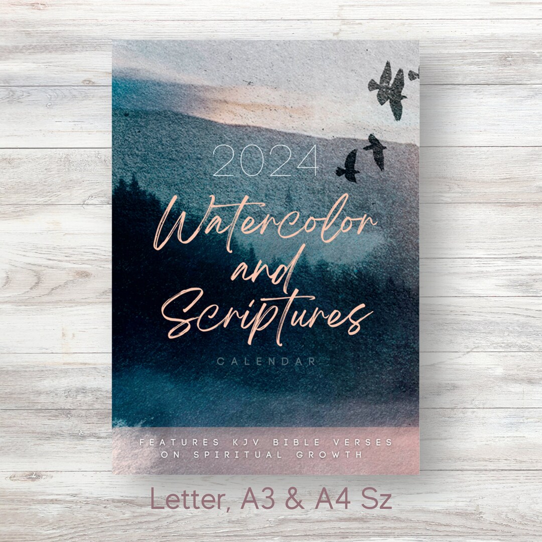2024 Christian Watercolor & Scriptures Calendar Digital Etsy