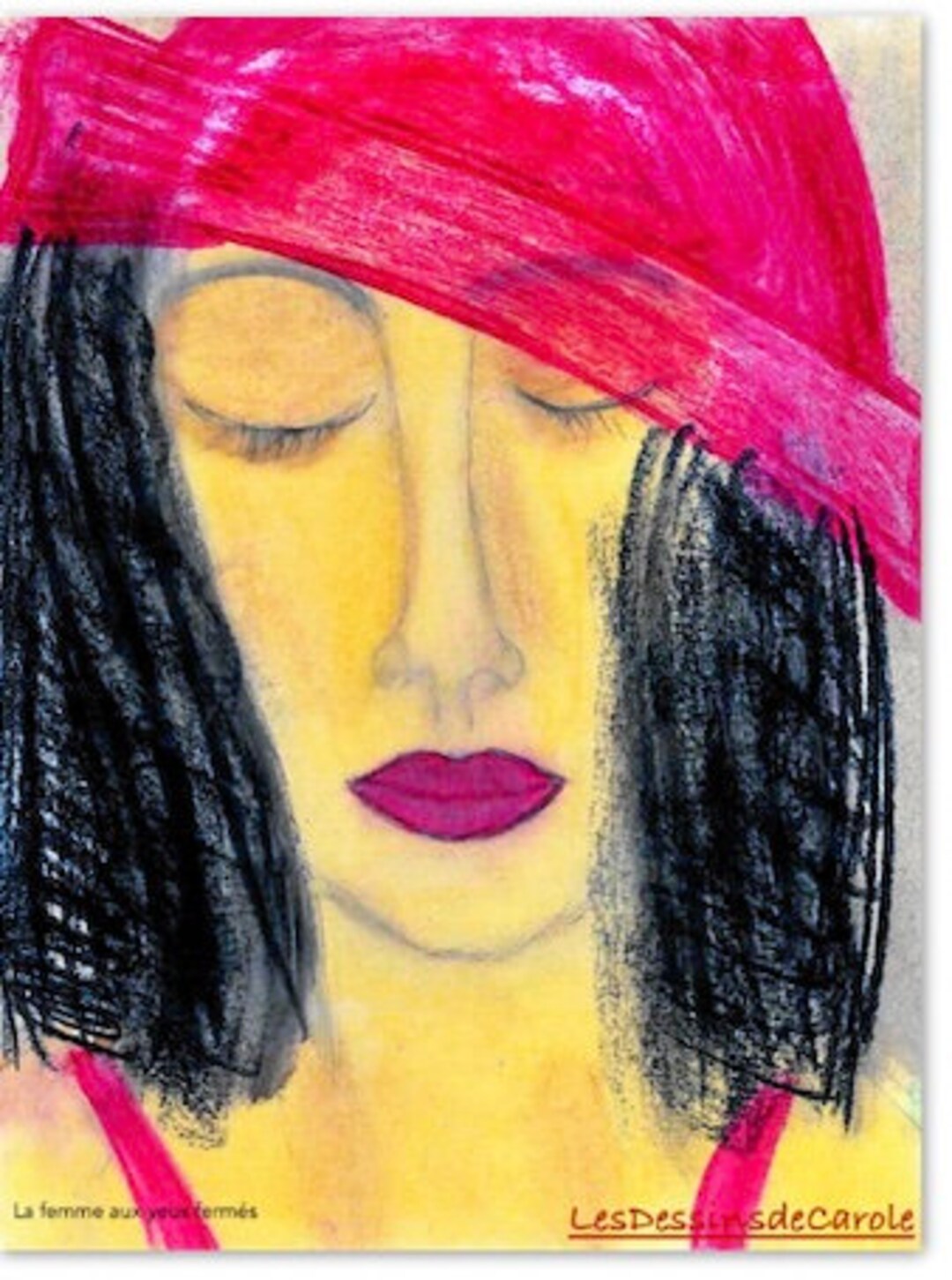 Pastel Drawing Portrait of a Woman Printed on Aluminum Format Etsy