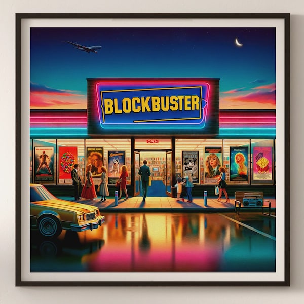 Blockbuster Movie Decor, Steamboat Willie Mickey Poster, Retro Film Wall Art Printable, Cinema Vintage Gift, 90s Download, Nostalgia Movie