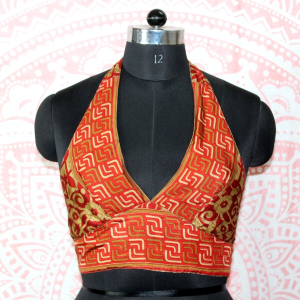 Reversible Sari Silk Bralette Halter Top boho summer silk crop Wear Hippie Adjustable Free size Beach Top Beautiful Vibrant Bralet