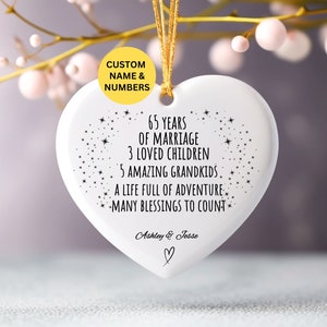 Custom Wedding Anniversary Ceramic Keepsake, Sapphire Anniversary Gift, 65th Anniversary Ornament, Anniversary Gift For Mom & Dad