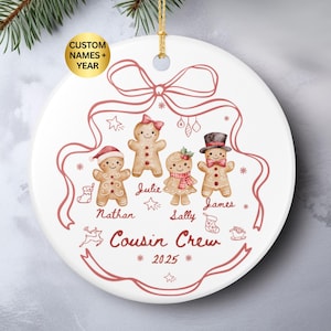 Personalized Cousin Crew Christmas Ornament with Custom Names, Family Gift, Cousin Ornament Gift