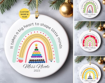 Personalized Montessori Teacher Christmas Ornament with Custom Name & Year, School Rainbow Ornament, Teacher Appreciation Keepsake Gift 2024