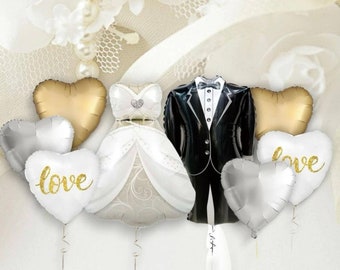Plastic Balloons Set 8-2Pcs Modern Wedding Bride Groom Dress Design Balloons Wedding Decorative Balloon For Wedding Party Decoration Balloon