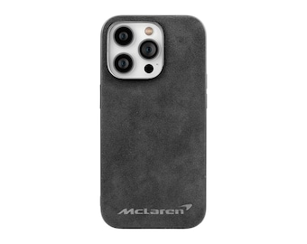 McLaren Alcantara Phone Case | Handmade in Germany | Luxury Sports Car Gift | Custom Logo Phone Cover | Gift for Car Enthusiast