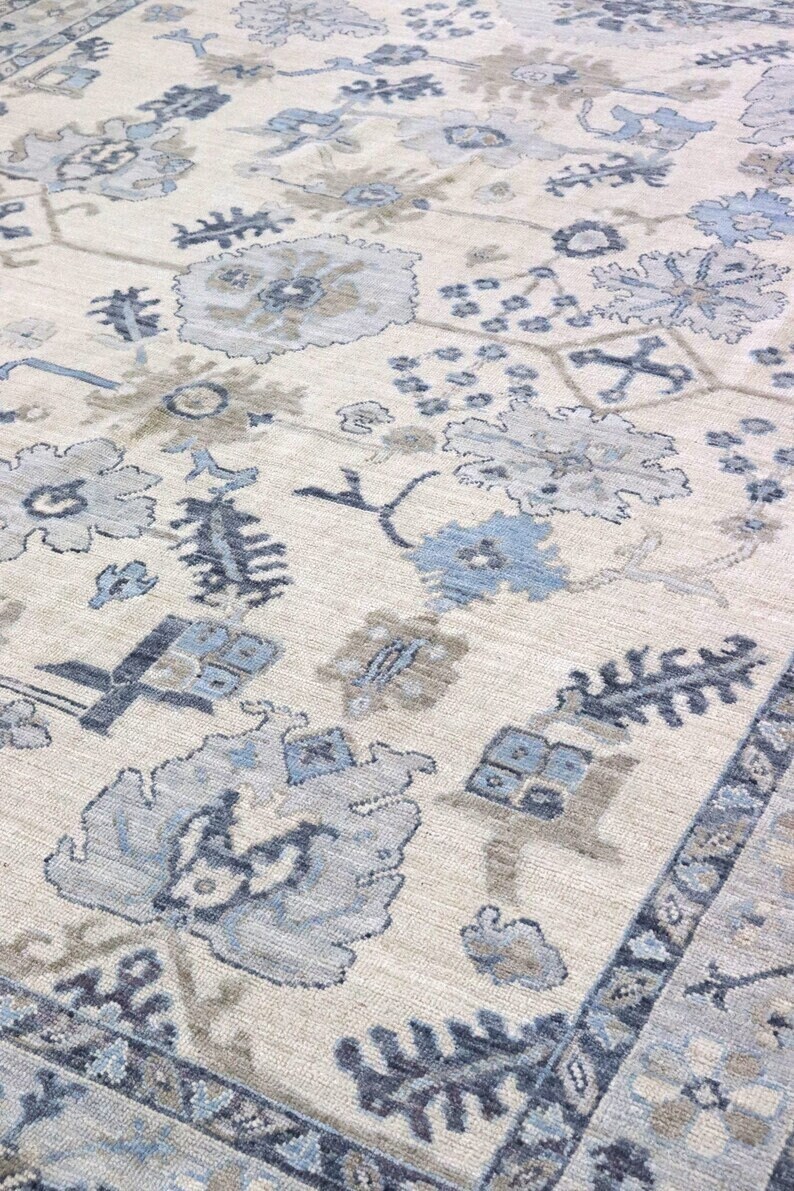 9x12 Pastel Blue Oushak Rug,handmade Rug for Living Room,bedroom,dining