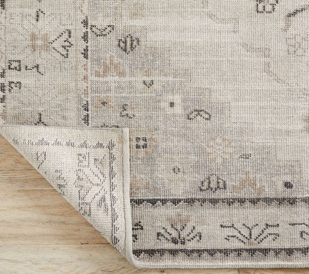 Neutral Pottery Barn Hand Knotted Rug,hand Knotted Rug for Living Room